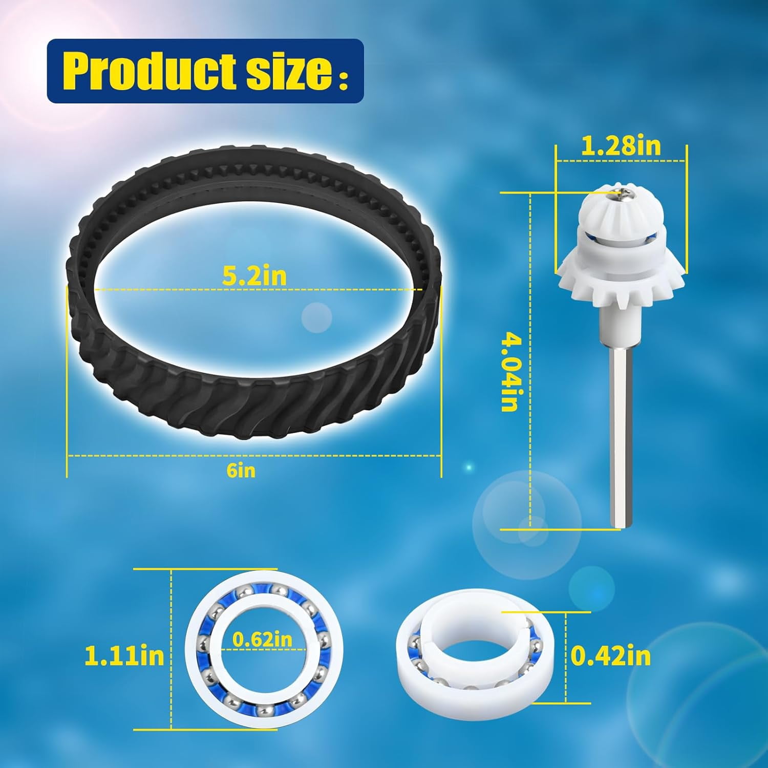 6 Pcs Pool Cleaner Tune Up Kit Compatible with MX8 MX6 Elite, Replacement Parts Tires, Tracks, Drive Shafts & Bearing, R0526100 R0525100 R0527000 R0796200
