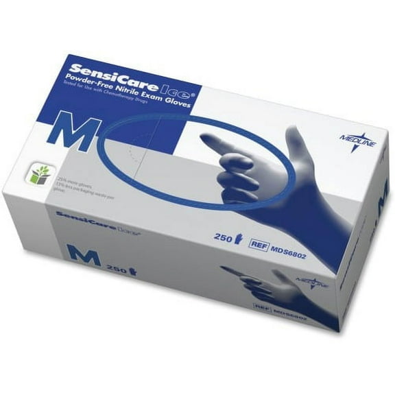 Medline SensiCare Ice Blue Nitrile Exam Gloves