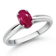thumbnail image 2 of Gem Stone King 10K White Gold Red Ruby Solitaire Engagement Ring for Women (1.00 Cttw, Oval 7X5MM, Gemstone July Birthstone, Size 7), 2 of 4