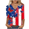 thumbnail image 6 of Womens Fourth of July Shirt 3/4 Sleeve Tunic Tops 250th Anniversary Usa Flag Shirt V Neck Casual Blouse Patriotic Outfit, 6 of 7