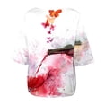 thumbnail image 5 of Gibobby Playera de Manga Corta Casual Suave Blusa holgada bohemia verano para mujer, blusa talla grande con hombros descubiertos y estampado Floral para mujer(Rosa,XL), 5 of 5