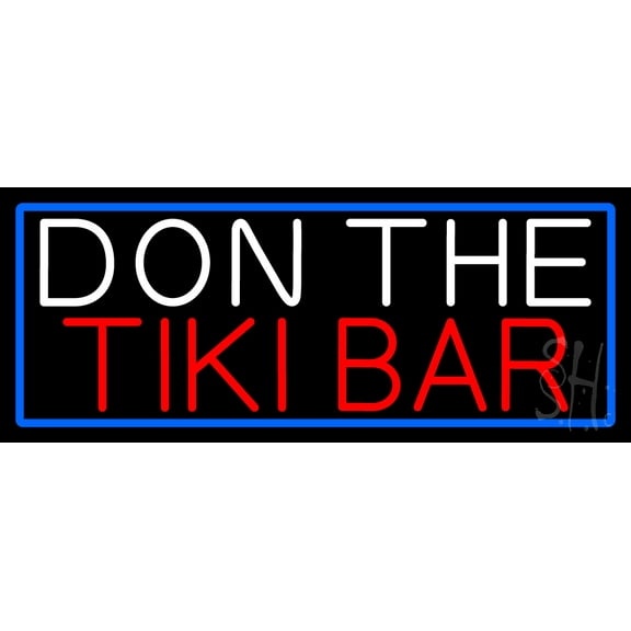 Don The Tiki Bar With Blue Border LED Neon Sign 13 x 32 - inches, Clear Edge Cut Acrylic Backing, with Dimmer - Bright and Premium built indoor LED Neon Sign for Bar decor.