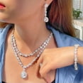 thumbnail image 3 of Sparkly White CZ Multi Layer Costume Necklace Earrings Ring Bracelet Jewelry Set, 3 of 7