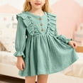thumbnail image 2 of XEGLSBU Fall Dresses with Sleeves for Wedding Guest Toddler Girls Long Sleeve Dresses Bowknot Hollow out Princess Dress Clothes Girls Dresses Size 6X Green-D Size 4-5 Years, 2 of 5