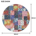 thumbnail image 6 of Colorful Pioneer Flower Patchwork Round Tablecloth 60"x60",Wrinkle Wipeable Table Cloth for Kitchen Dining Room Picnic Patio Party, 6 of 6