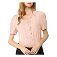 thumbnail image 1 of INSPIRE CHIC Women's Ruffle V Neck Puff Sleeve Blouse Button up Casual Tops, 1 of 6