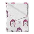 thumbnail image 2 of Hedgehog Soft Flannel Fleece Throw Blanket, Colorful Spiky Animals with Faces Doodle Flowers Cartoon Style Image, Cozy Plush for Indoor and Outdoor Use, 50" x 70", Pink Lilac Black, by Ambesonne, 2 of 5