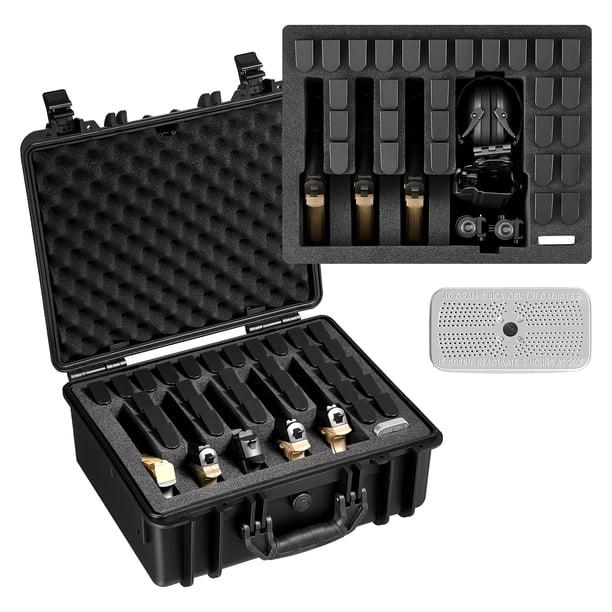Estuche rígido para pistola VEVOR, estuche rígido resistente para armas con revestimiento de espuma XPE, caja de almacenamiento impermeable para pistola con interior personalizable y asa