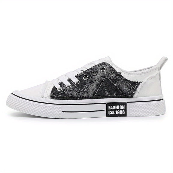 2026 New Men'S Fashion Sneakers - All-Season Comfort, Lace-Up Low Tops for Casual Attire, Outdoor Activities, and Daily Wear,Thick Sole Casual & Sport Shoes with Star Pattern, White & Black Design