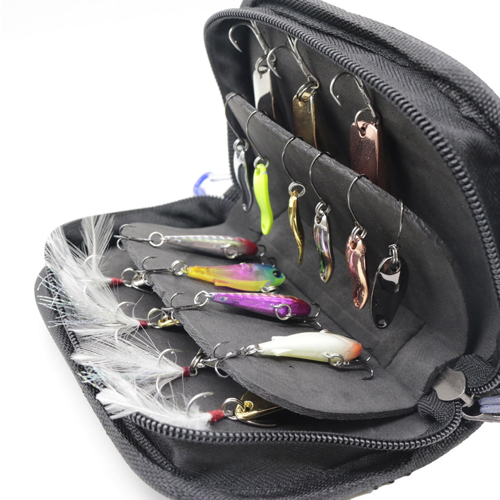 Nylon Fishing Spoon Lure Tackle Bag Waterproof Wallet Spinners Storage Case Box 