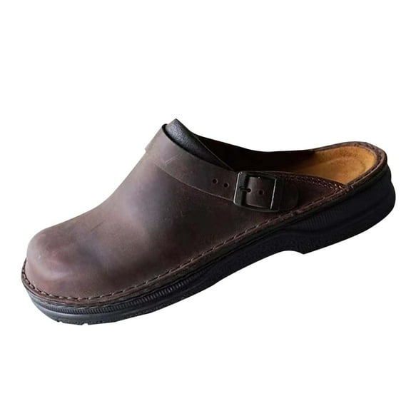 HBGVBA Mens Beach Slippers Mule Buckle Trendy Summer Fall Breathable Flat Sole Casual Shoes 43