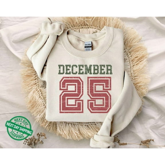 Retro Christmas Sweatshirt, December 25 Sweater, Holiday Clothing, Christmas Crewneck,Christmas Gift