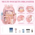 thumbnail image 4 of Soda Candy Mini Clear Backpack for Stadium Events Approved 12×6×12 Thick PVC Clear Bag Small Transparent Bookbag with Thick Shoulder Straps for Concert Sporting Events Festival Work Travel, Pink, 4 of 9