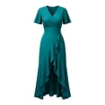 thumbnail image 3 of Womens Dress Semi Formal Wedding Guest Wrap Midi Dresses Summer Western A Line High Low Ruffled Dress, Wedding Guest Dress(Mint Green,XXL), 3 of 6