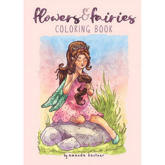 Flowers & Fairies: A Coloring Book, (Paperback)
