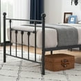 thumbnail image 5 of 3 Piece Bedroom Sets Twin Size Metal Bed Frame and 2 Brown Nightstands, 5 of 9