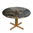 thumbnail image 3 of WYYP The Hungry Appearance of the Wolf Searching for Food, the Fierce Hunter Round Table Cover 100% Polyester Fiber with Elastic Edge White, 3 of 8