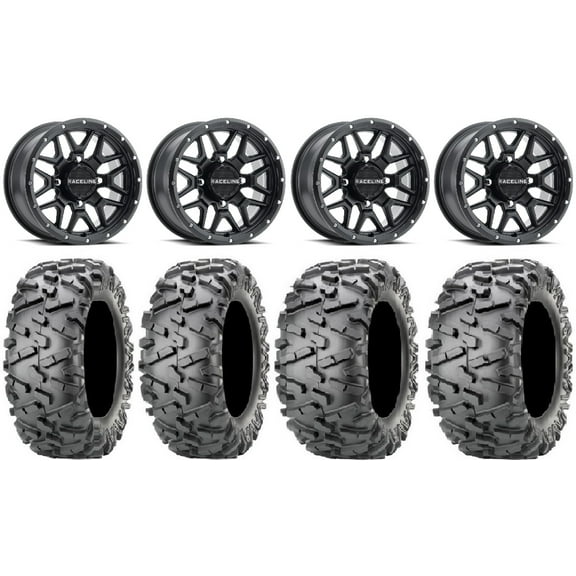 Raceline Krank 14" Black Wheels 27" BigHorn 2.0 Tires Sportsman RZR Ranger
