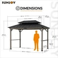 thumbnail image 3 of Sunjoy 8ft. x 12 ft. Wooden Cedar Framed Grill Gazebo with  DC Solar Power - Black, 3 of 8