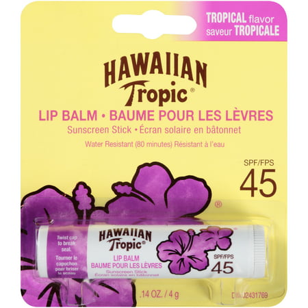Hawaiian Tropic Baume à lèvres crème solaire bâton saveur tropicale FPS 45-1 Count