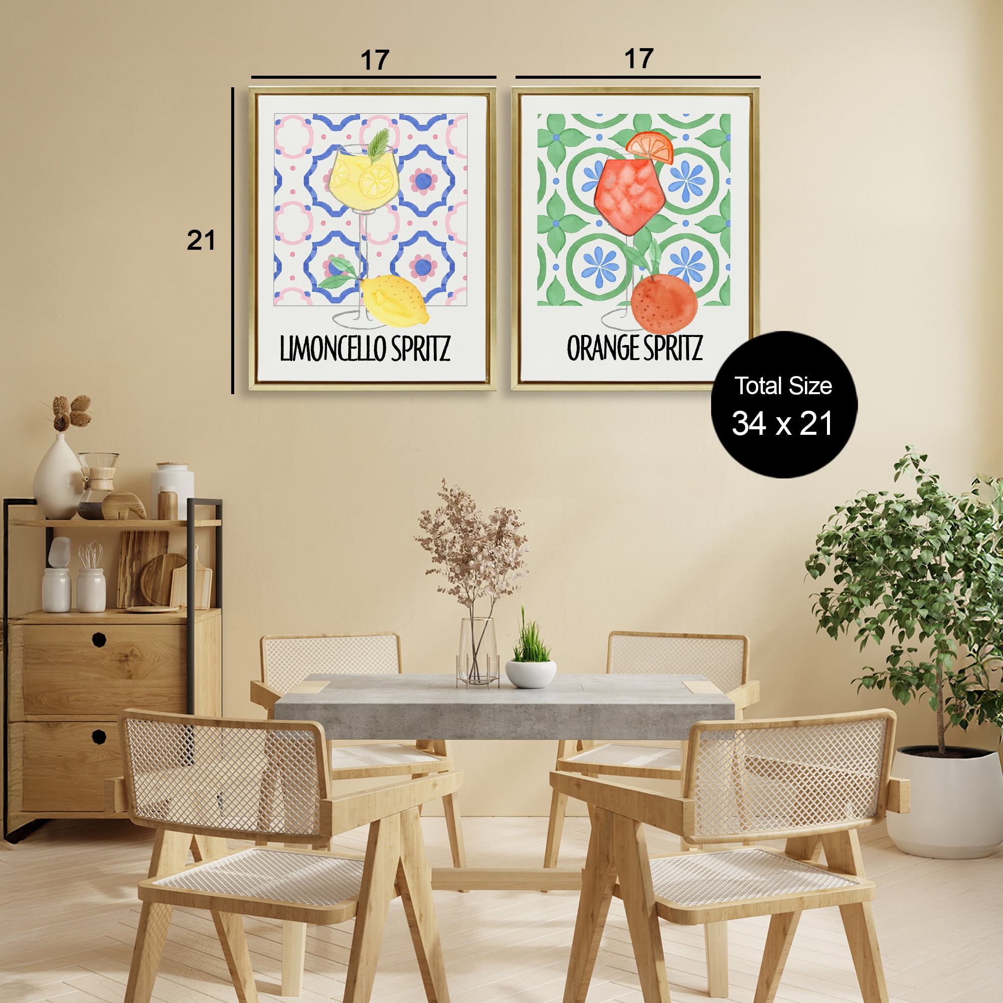 Stupell Industries Citrus Spritz On My Mind 2 Piece Gold Framed Floater Canvas Set, design by Nina Jacobs