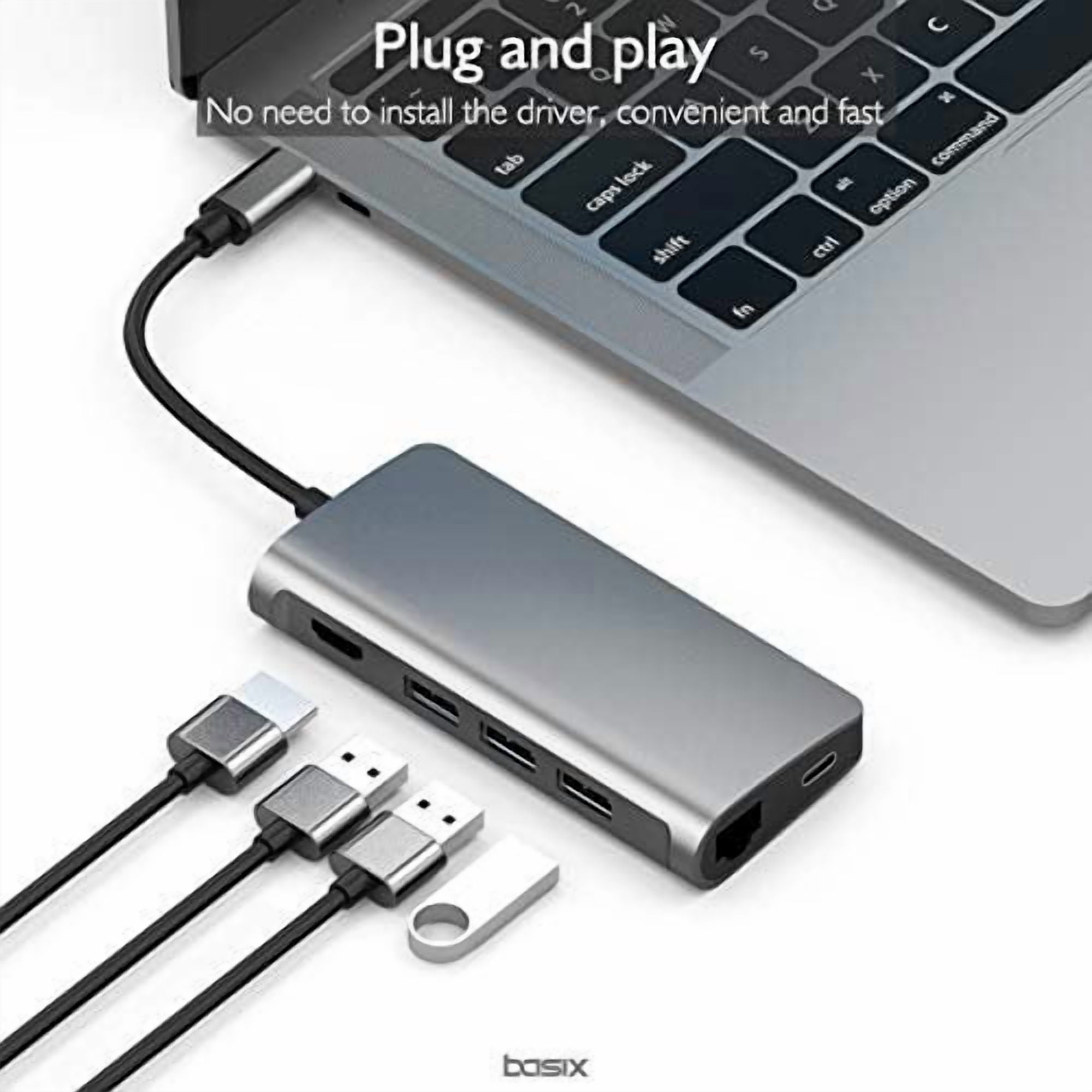 THYMOBO 8 in 1 USB C to USB Hub, USB Type C Adapter w. 3 USB 3.0 Ports, SD Micro SD, RJ45, USB C to HDMI