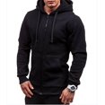 thumbnail image 4 of HCNTES Men's Hoodies Sweatshirts Lined Zip Up Winter Warm Zipper Sweater Hooded Coatï¼Black,L), 4 of 5