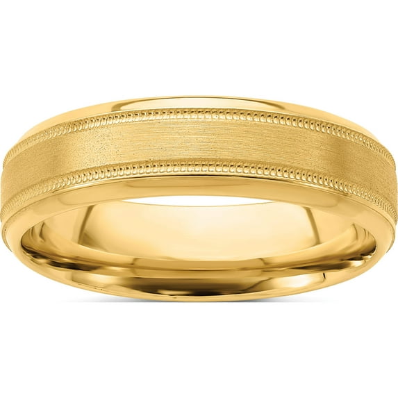 14K Yellow Gold Heavy Comfort Fit Brush Satin Fancy Band (Size 11.5) Made In United States yb101h-11.5
