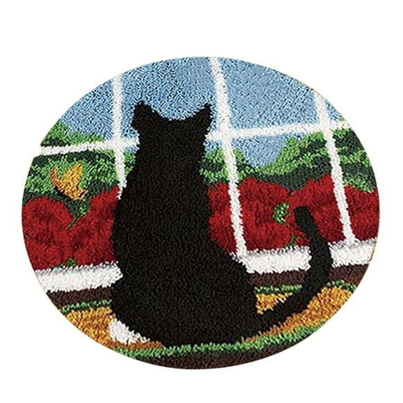 latch and hook Rug Kits DIY work Unfinished Crocheting Rug Yarn Cushion Cartoon Animal Pattern Embroidery Carpet