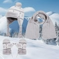 thumbnail image 2 of UngA Kids Winter Beanie Scarf Gloves Set - Thermal Fleece Lined Knit Hat, Soft Neck Warmer & Mittens for Girls & Boys (Light Gray,2-8 Years), 2 of 7