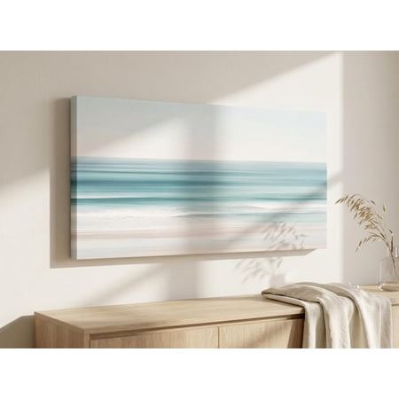 Abstract Beach Print Smooth Coastal Wall Art Minimalist Ocean Turquoise Sea Landscape Modern Coastal Decor