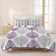 thumbnail image 3 of Twin Quilt Set 68''x86'', Purple Gray Leaves Lightweight Summer Bedspread Coverlet Set with 2 Pillow Shams, Summer Tropical Plant Breathable All Season Quilt Bedding for Dorm/Bedroom, 3 of 9