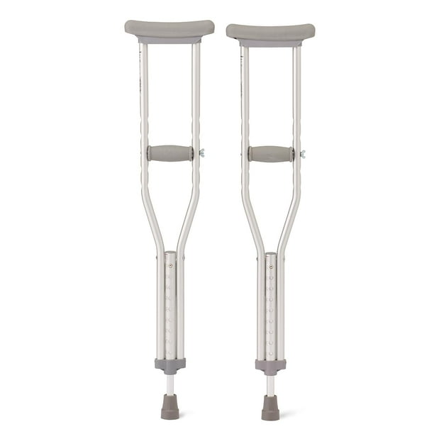 Muletas de aluminio Medline para adultos y personas mayores, ayuda para caminar, capacidad de peso de 136 kg, 1 par, tallas de 1,57 m a 1,78 m