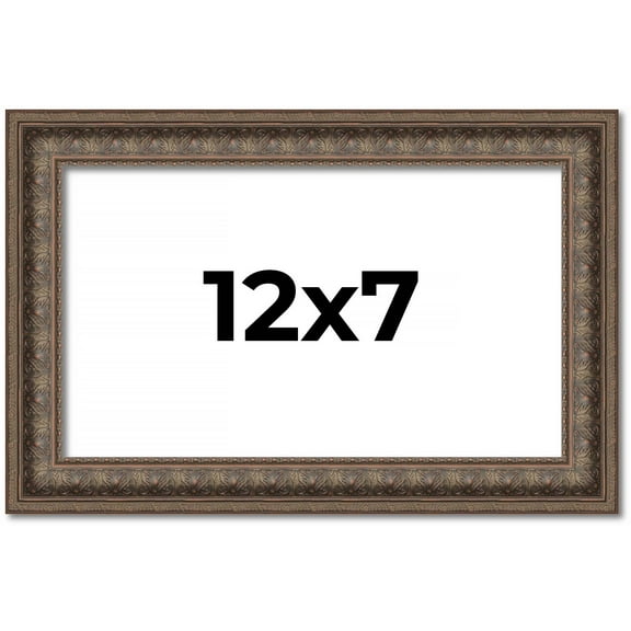 12x7 Ornate Brown Real Wood Picture Frame Width 1.5 Inches | Interior Frame Depth 0.5 Inches | Zisa