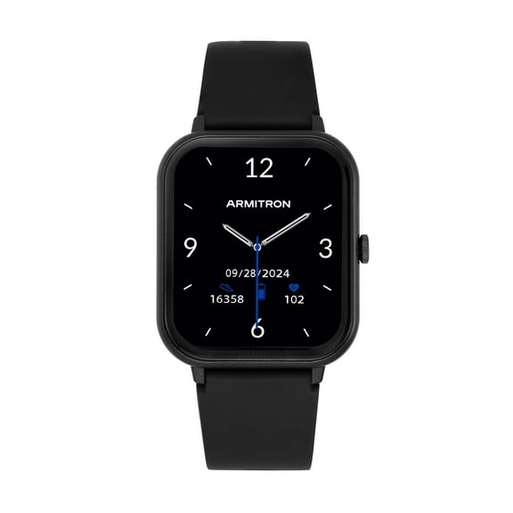 Armitron Eclipse Adult 45mm w/Voice Assistant & Backlight Smart Watch w/Charging Cable & Watch Band, Black