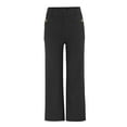 thumbnail image 5 of EDFBUYKRS Female Women Pants Casual Linen Pants Women Short Petite Women Stretch Twill Cropped Wide Leg Pant Women’S High Waist Casual Wide Leg Pants S, 5 of 6