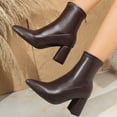 thumbnail image 6 of Tawop Ladies Boots Chunky Low Heel Zipper Pointy Toe Fall Boots, 6 of 9