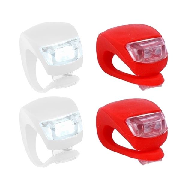 EeaseCA Ensemble de 4 Lampes de Sécurité en Silicone pour Vélo Cyclisme, Tête avant Arrière, Lumière de Sécurité, Accessoires de Vélo Lumineux et Étanches (2 Blancs et 2 Rouges)