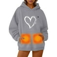 thumbnail image 7 of Couple's Keep Warm Hoodies Winter 5 Heating Usb Heating Hooded Loose Unisex Casual Zipper Heart Sweatshirts for Mens and Womens C-Grey M, 7 of 7