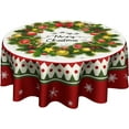 thumbnail image 1 of Christmas Round Tablecloth 60 Inch - Christmas Bells Table Cloth Winter Snow Snowflakes Tablecloth Xmas Candy Canes Decorative Table Cover for Kitchen Dinner Room Holiday Party, 1 of 5