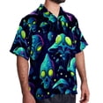 thumbnail image 2 of Alien Men's Button Down Spread Collar Casual Printed Short Sleeve Summer Beach Unisex Shirts, 2 of 6
