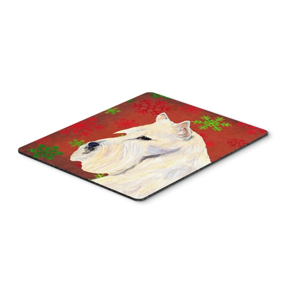 "Scottish Terrier Red Snowflakes Mouse Pad Hot Pad or Trivet"
