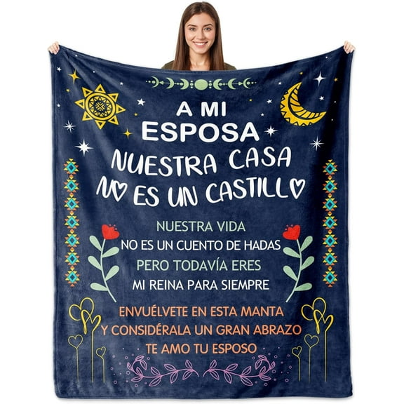 Regalo para Mi Esposa, Mother''s Day wife Gifts Blanket 60X50in, wife Gifts in Spanish, wife Birthday Gifts, Día De La Esposa Madre, Regalo De Cumpleaños/Navidad /Aniversario/San Valentin Esposa