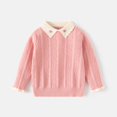 thumbnail image 2 of Annhoo Girl's Knit Sweaters Cute Graphic Long Sleeve Collared Pullover Tops Fall Toddler Soft Warm Clothes, 2 of 8