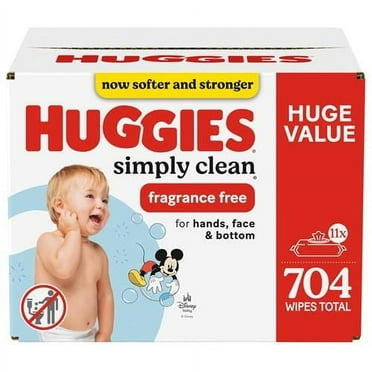 Huggies Simply Clean Unscented Baby Diaper Wipes, 11 Flip-Top Packs (704 Wipes Total),