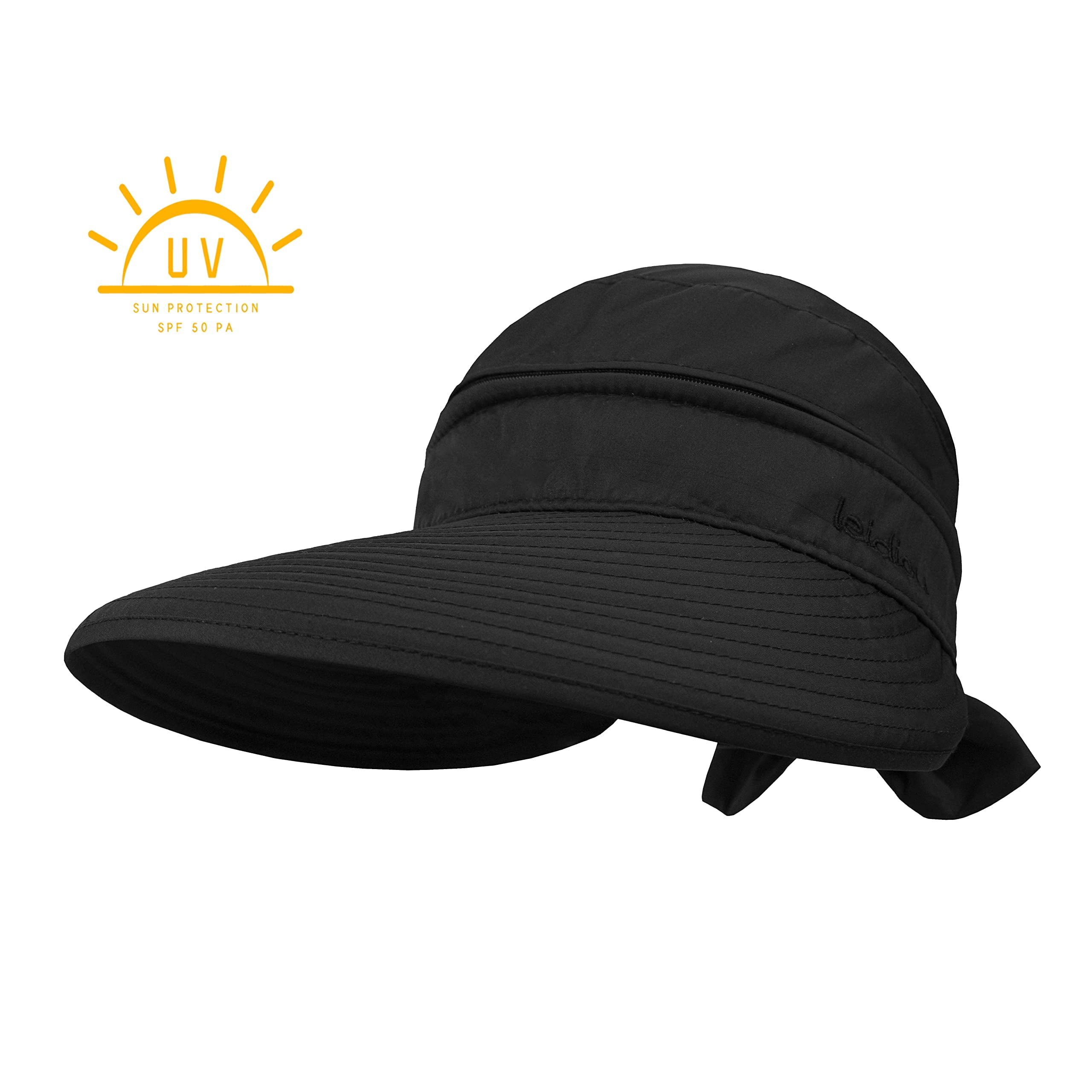 Women Wide Large Brim Sun Hat 2 in 1 Zip-Off Summer UV 