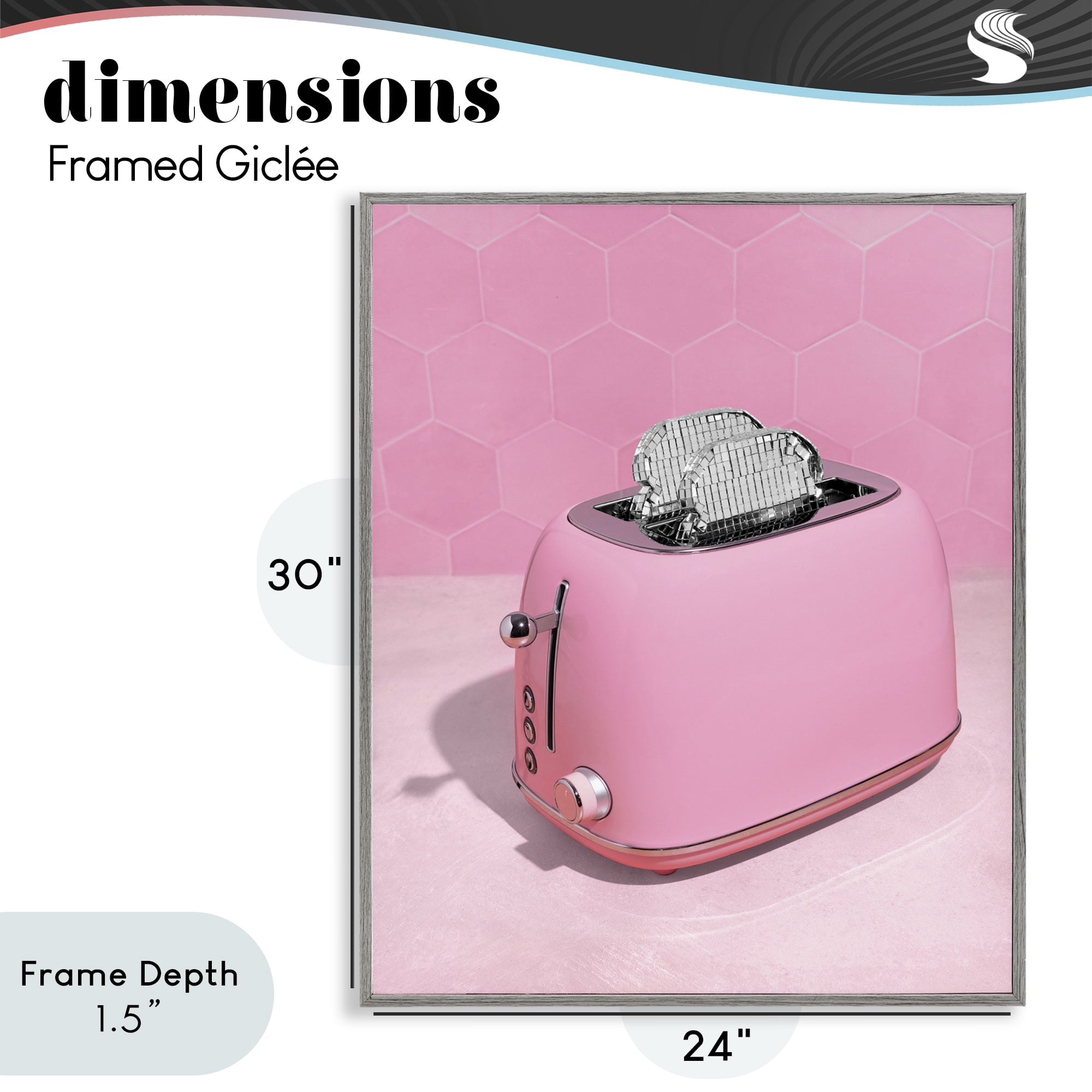 Stupell Industries Disco Toaster over Pink Gray Framed Giclee Art, design by LISH Creative