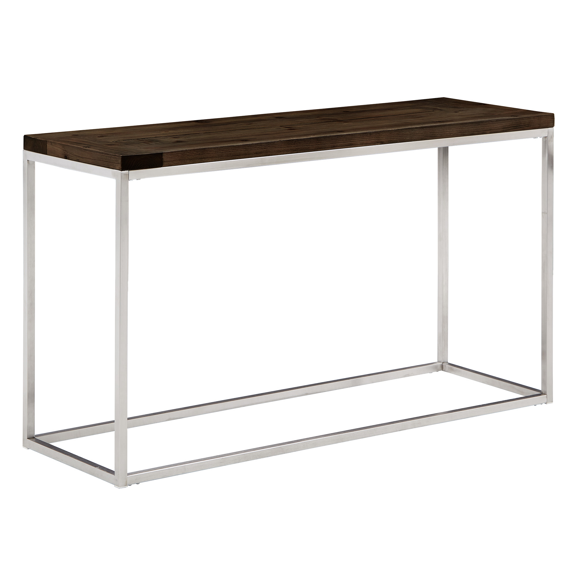 Weston Home Jana Stainless Steel Rectangular Sofa Table, Brown Finish