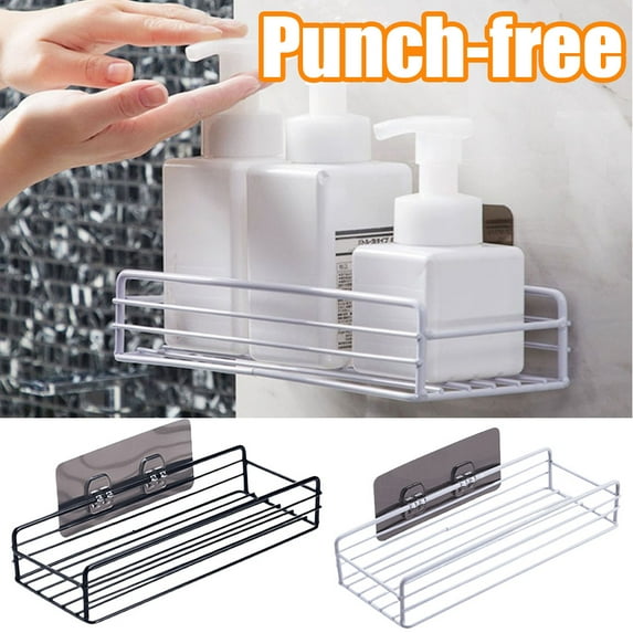 Cheer.US Adhesive Shower Caddy Shelf, Stainless Steel Shower Organizer Rack, Shower Caddy, Combined Bathroom Shelf, Wall Mounted Rustproof Basket with Adhesive, No Drilling