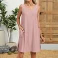 thumbnail image 4 of Levmjia Womens Summer Dress Sleeveless Casual Round Neck Flowy Polyester Solid Color Flowy Beach Vacation Sexy Comfortable Lightweigh Multiple Colors Available, 4 of 6